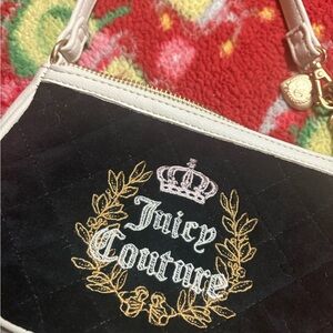 Juicy Couture Black and Gold Embroidered Shoulder Bag